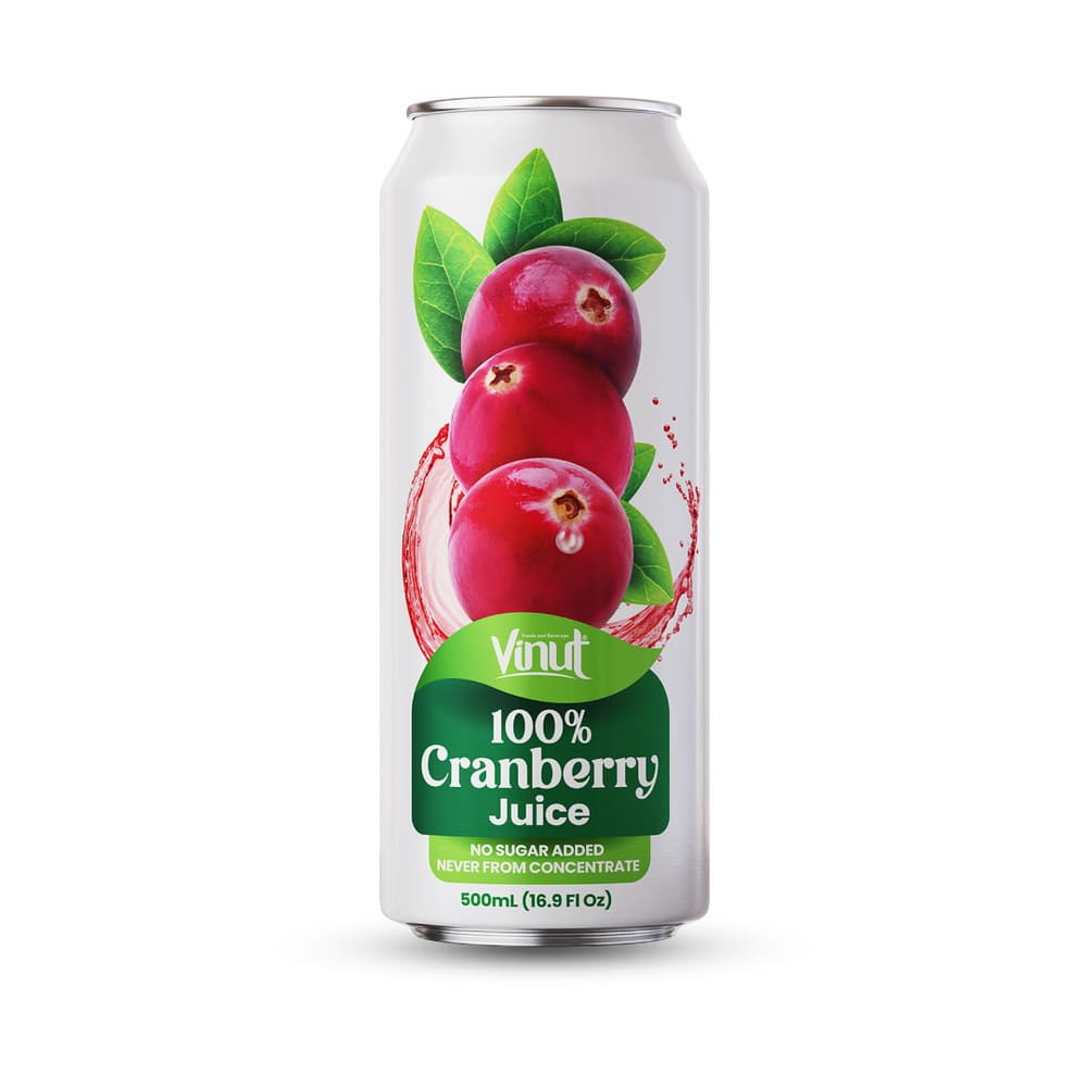 VINUT 100% Cranberrysap, Zonder Toegevoegde Suiker, Niet uit Concentraat, Slanke Blikje, 16.9 fl oz 500 mL