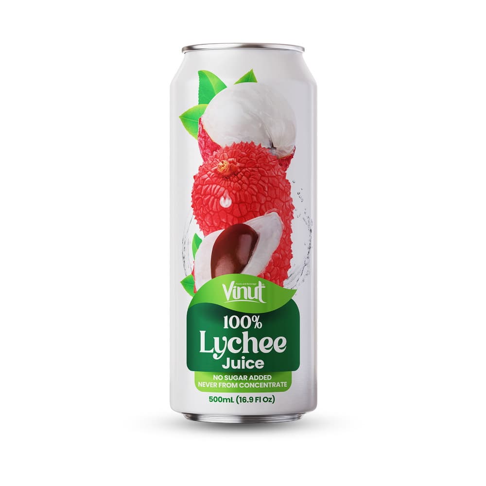 VINUT 100% Lycheesap, Zonder Toegevoegde Suiker, Niet uit Concentraat, Slanke Blikje, 16.9 fl oz 500 mL