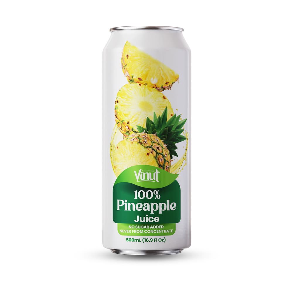 VINUT 100% Ananassap, Zonder Toegevoegde Suiker, Niet uit Concentraat, Slim Can, 16.9 fl oz 500 mL