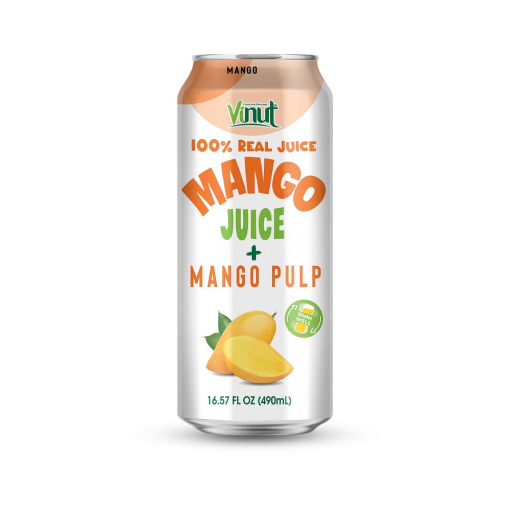 VINUT 100% Echt Mangosap met Mangopulp, Slim Can, 16.57 fl oz 490 mL