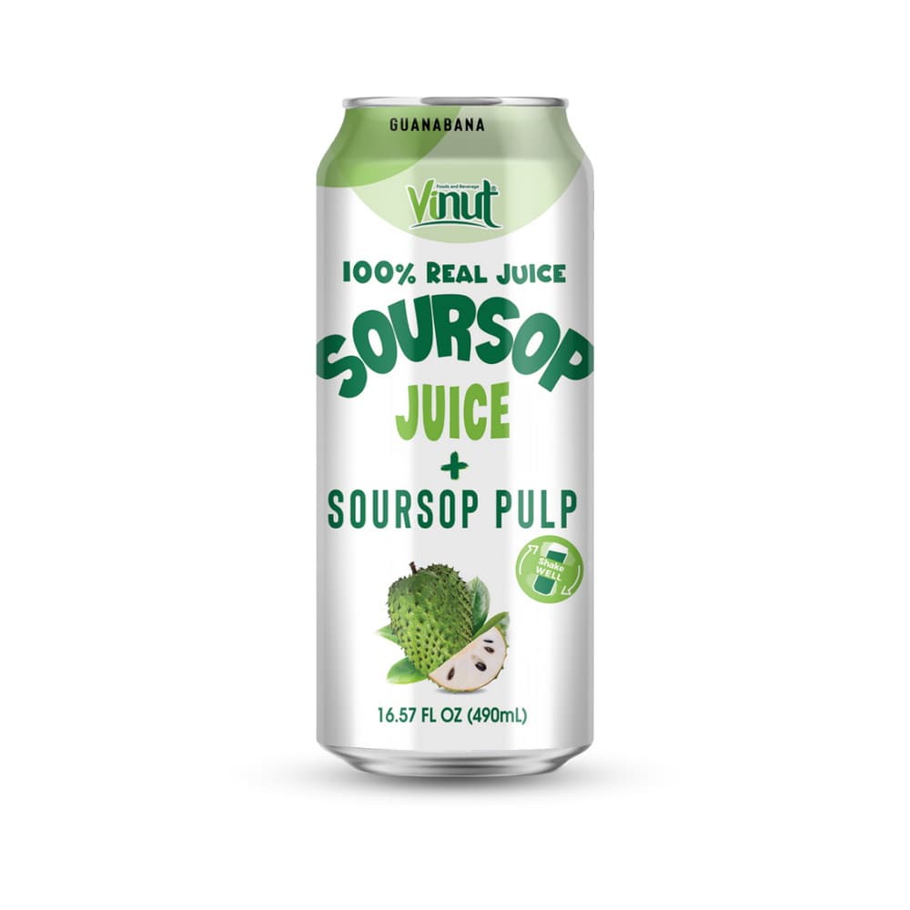 VINUT 100% Echt Zuurzak Sap met Zuurzakpulp, Slim Can, 16.57 fl oz 490 mL