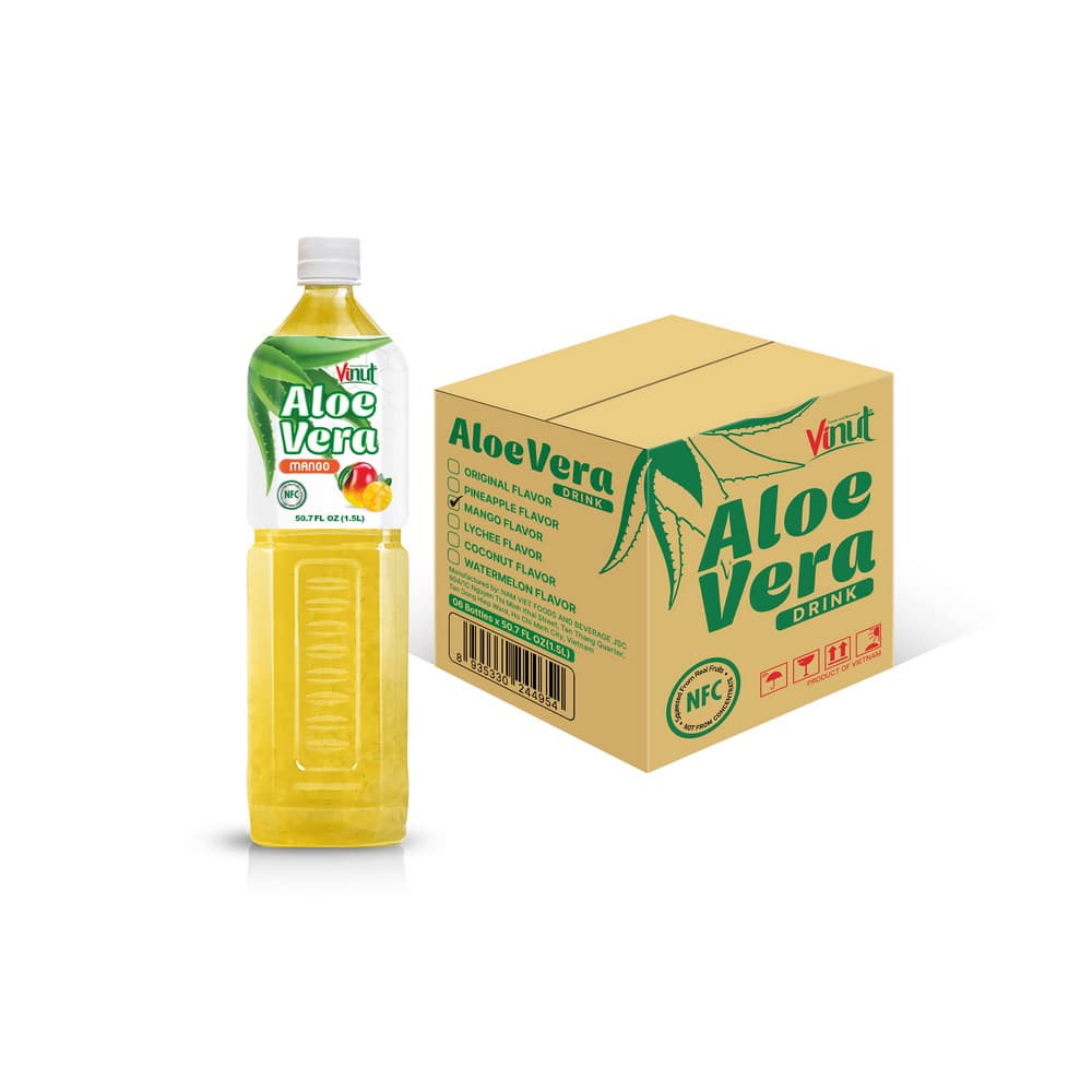 Vinut Aloe Vera Drink Mango, NFC, PET Bottle, 50.7 fl oz 1.5 L