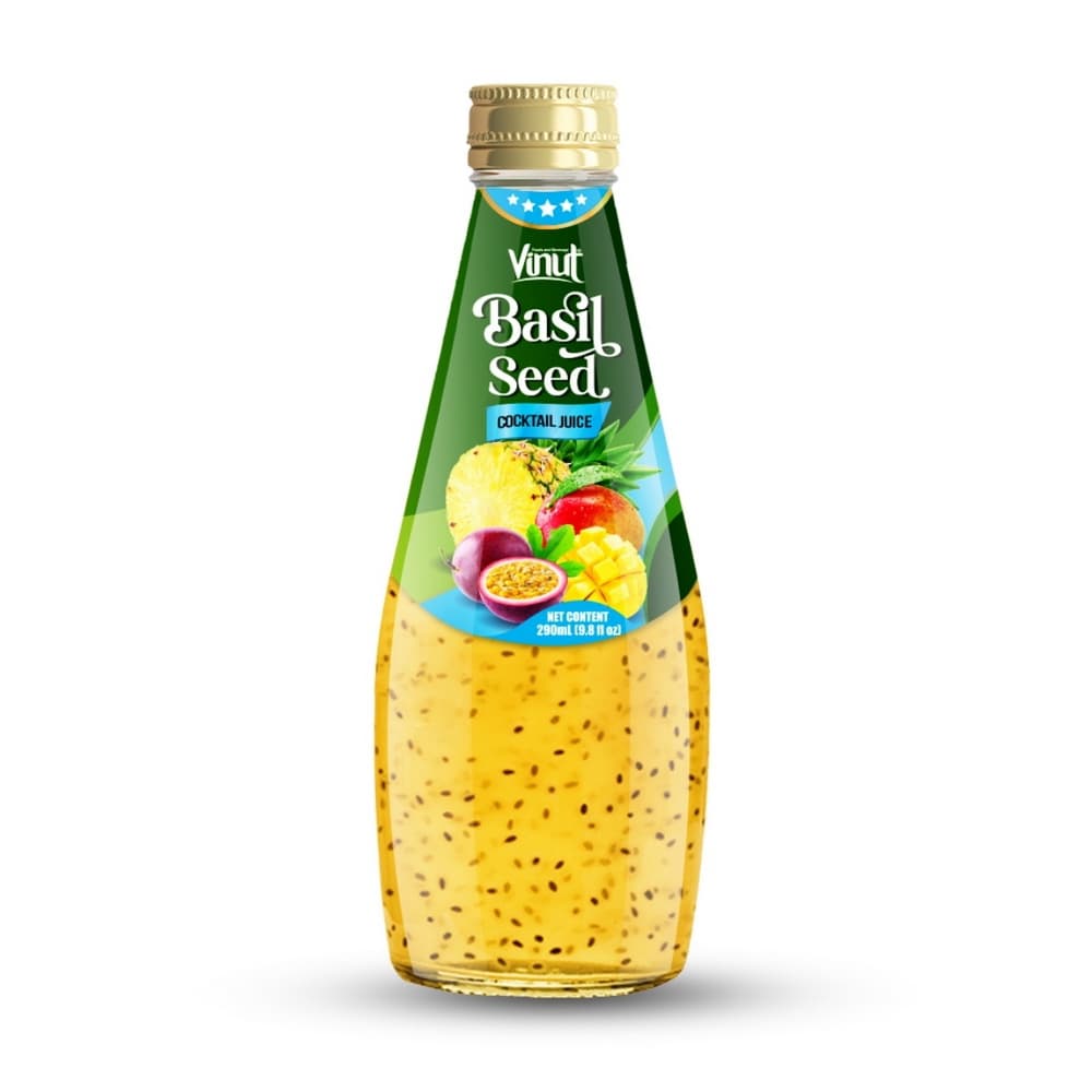 VINUT Vruchtendrank met basilicumzaad Cocktail, 9.8 fl oz (290 mL) Glazen Fles