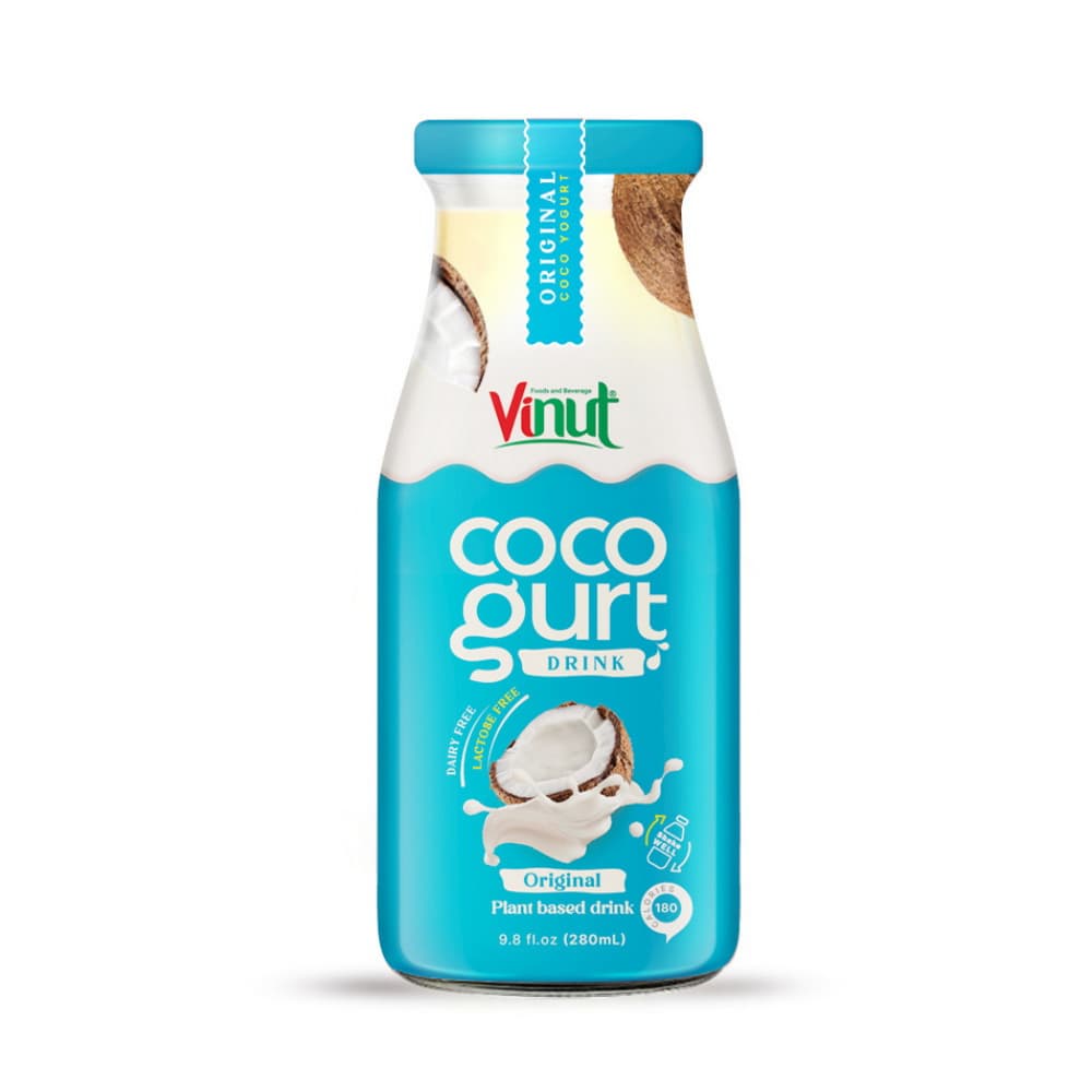 VINUT Cocogurt Drink Original, Plantaardige drank, Glazen fles, 9.8 fl oz 280 mL