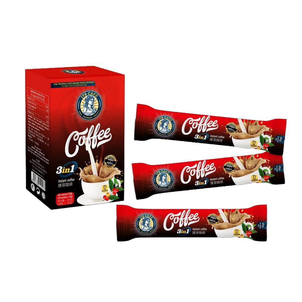 VINUT Koffie 3-in-1, Instant Koffie, Doos (20 zakjes x 16g), 320g