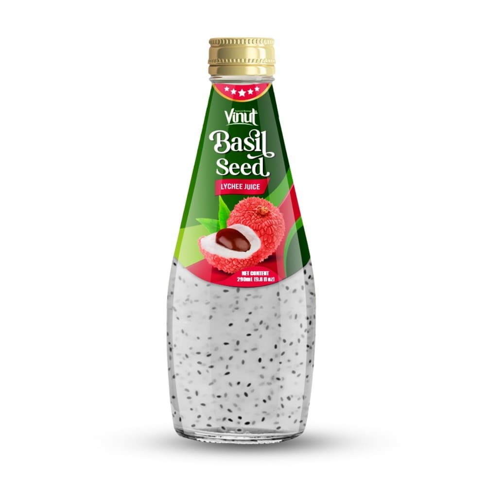 VINUT Lychee Basilicumzaad Drank, Glazen Fles, 9.8 fl oz (290 mL)