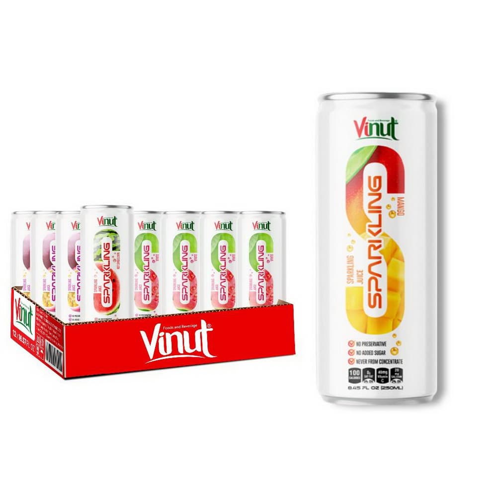 VINUT Sprankelende Mangosap, Niet uit Concentraat, Zonder Toegevoegde Suiker, Slim Blik (250 mL)
