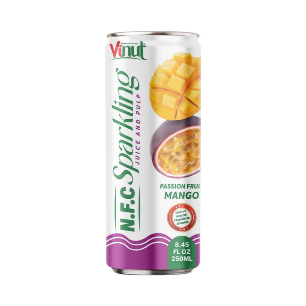 VINUT N.F.C Sprankelend Sap met Vruchtvlees Passievrucht Mango, Slank Blik, 8.45 fl oz 250 mL