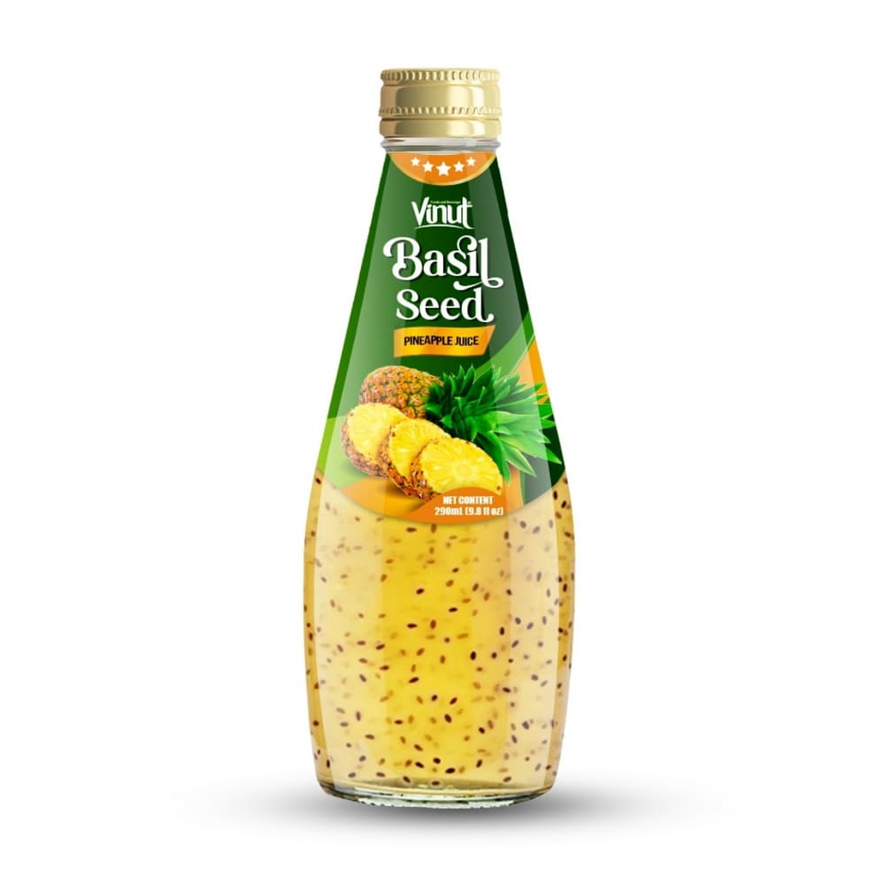VINUT Ananas Basilicumzaad Drank, Glazen Fles, 9.8 fl oz (290 mL)