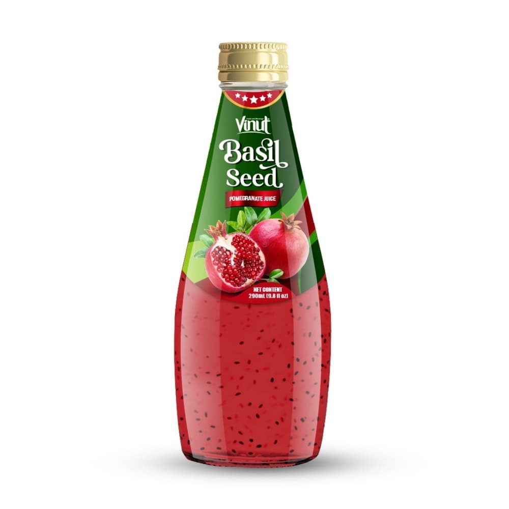 VINUT Granaatappel Basilicumzaad Sap, Glazen Fles, 9.8 fl oz (290 mL)