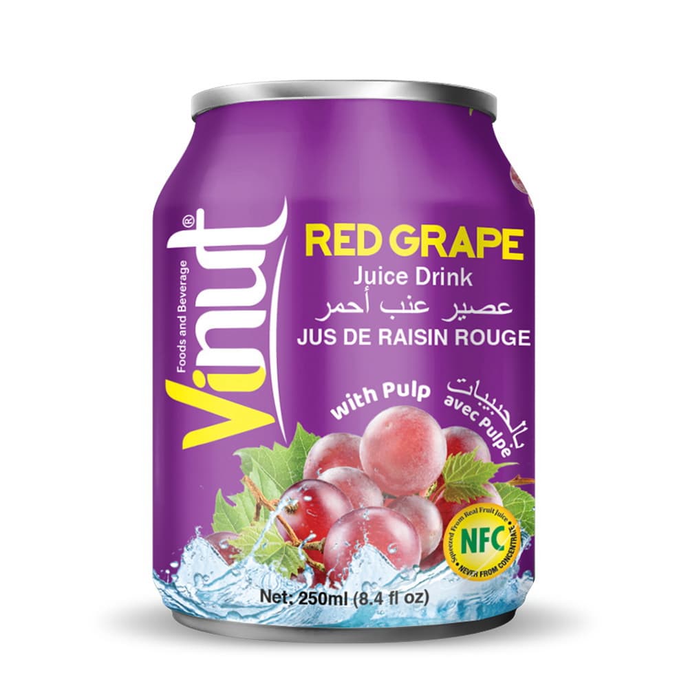 VINUT Red Grape Juice Drink with Pulp, 8.4 fl oz (250 mL) Can