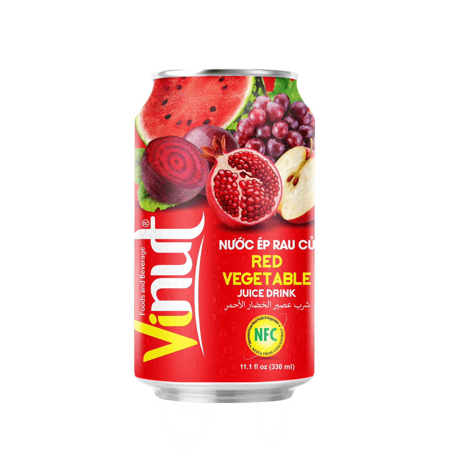 Vinut Red Vegetable Juice Drink, NFC, Slim Can, 11.1 fl oz 330 mL