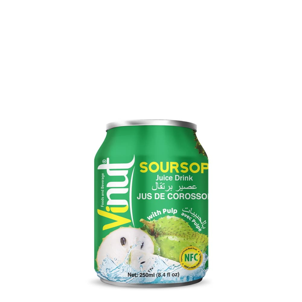 VINUT Zuurzak Vruchtensap Drank met Vruchtvlees, 250 ml blik
