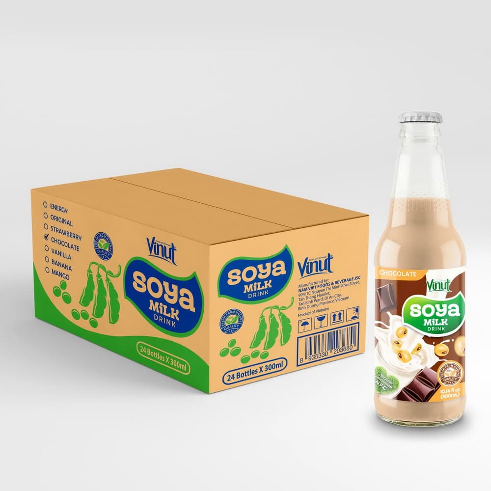 VINUT Sojadrank Chocolade, Non-GMO, 100% Pure Sojaboon, Glazen Fles, 10.14 fl oz (300 mL)