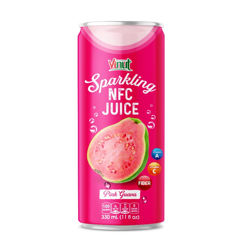 VINUT Bruisende NFC Roze Guave Sap, Slim Blik, 11 fl oz 330 mL